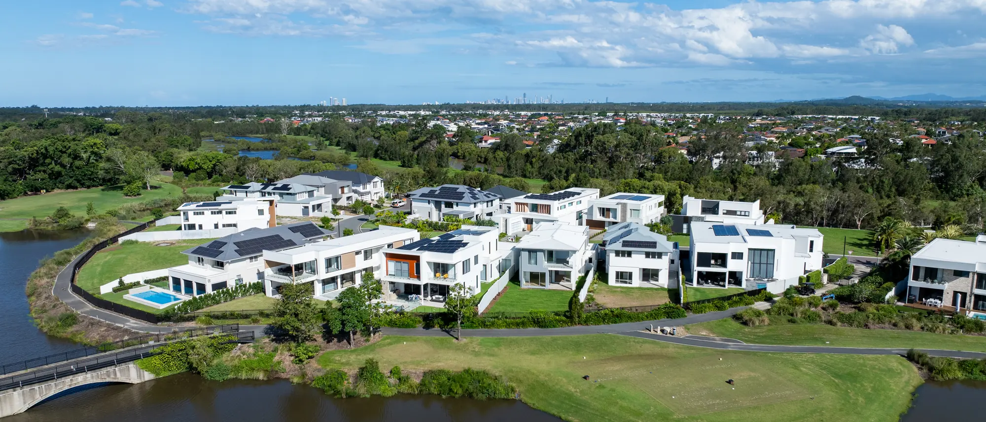 Completed residential development delivered by the Nucore team at Hope Island, Gold Coast