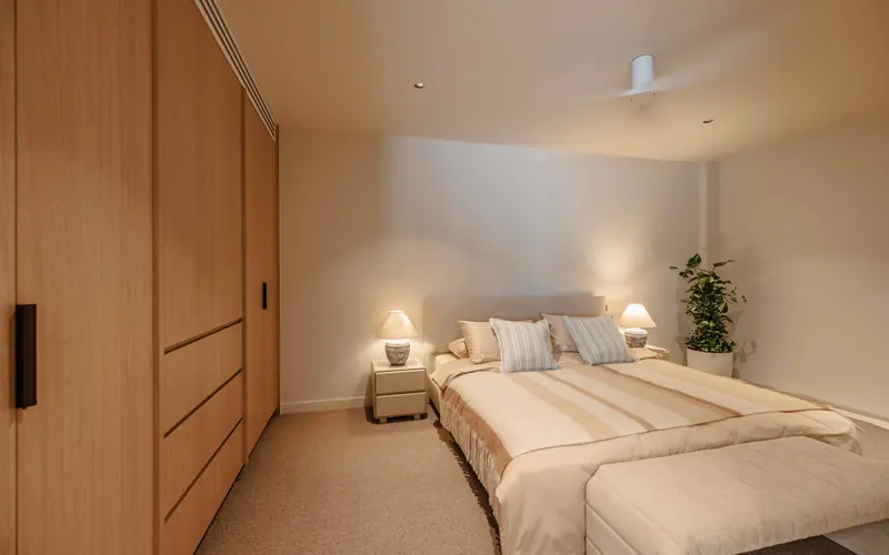 Completed interior finishes in a refurbished accommodation space