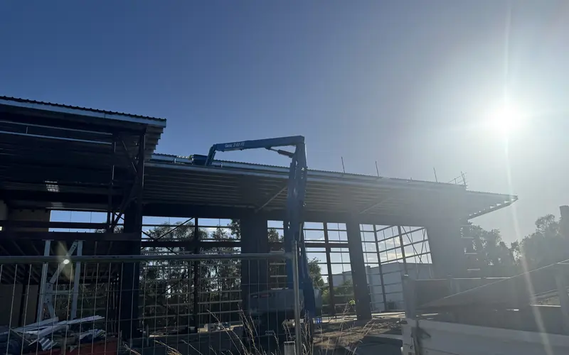 Slab formwork and reinforcement before pour