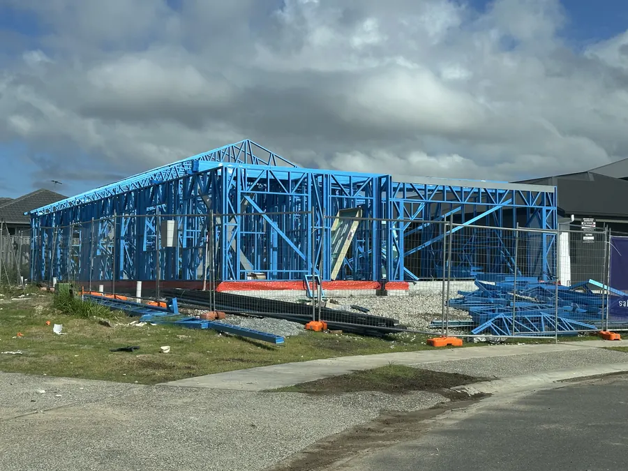 Structural steel frame erection on a commercial project in South East Queensland